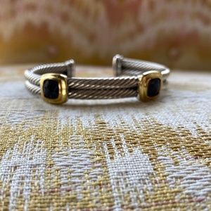 David Yurman amethyst bracelet cuff noblesse double row cable .925 18k